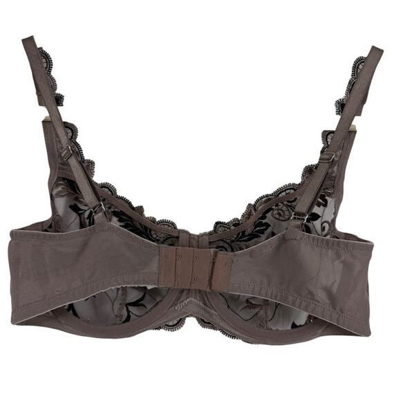 Soma Womens Brown Embroidered Lace Unlined Wired Back Close Sheer Bra sz 34C - Picture 14 of 16